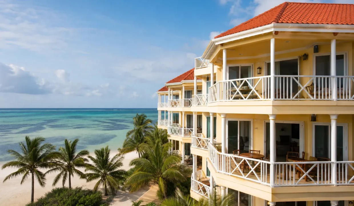 Beachfront condominium on Ambergris Caye with ocean view